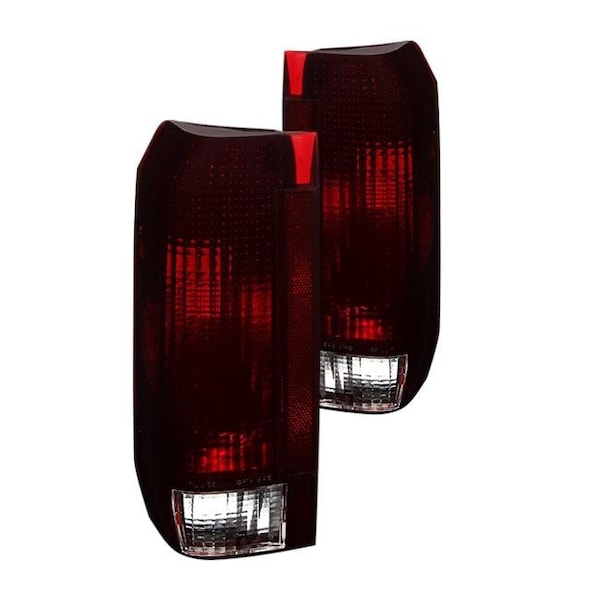 Spyder 9030567 Chrome Factory Style Tail Lights for 1992-1996 Ford Bronco F150 & F250; Red & Smoke S2Z-9030567 - main